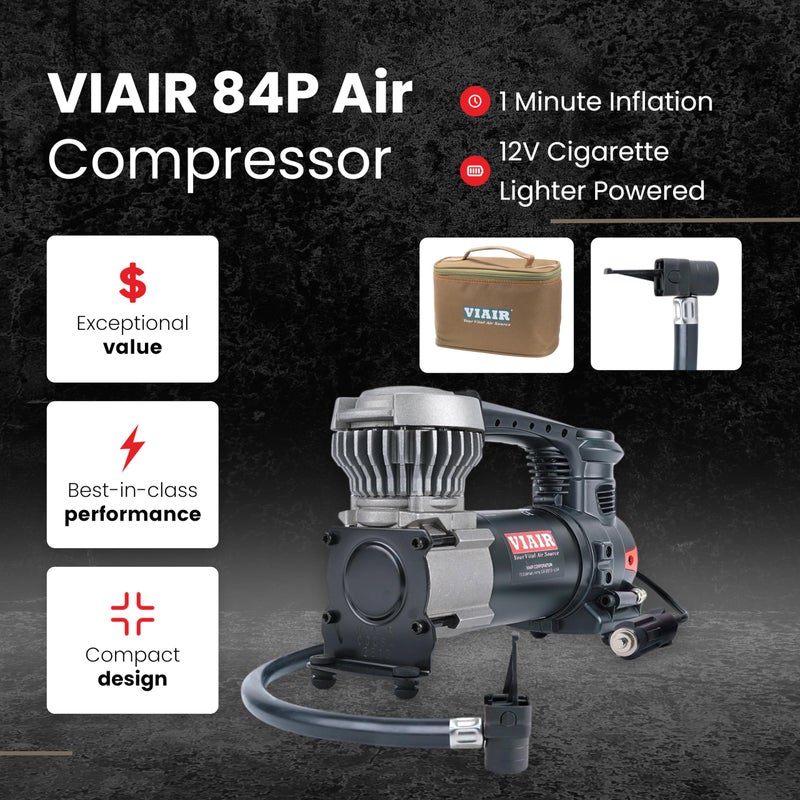 VIAIR 84P - 00084 Tire Inflator Portable Air Compressor for Car, Truck & SUV | 12V On/Offroad Heavy Duty Pump 60 PSI, Cigarette Plug, Press-On Chuck - Image 2