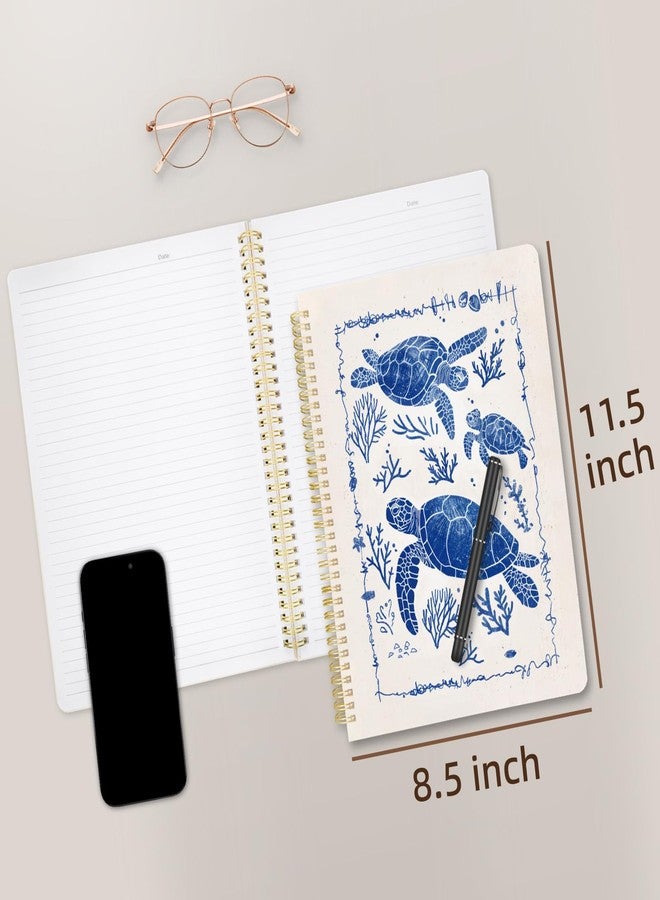 Stanoha Cute Spiral Notebook journal A4 Aesthetic Pretty Design for Women Girls Kawaii with Pocket, 11.5 x 8.5 inch, Lined, Turtle - Image 2