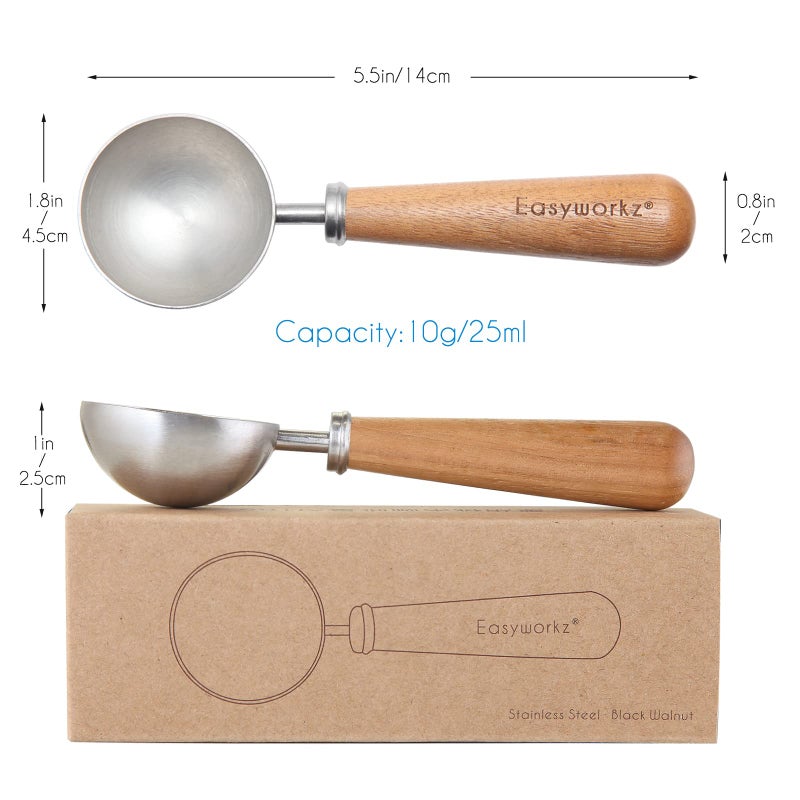 Easyworkz Retro Stainless Steel Coffee Spoon With Black Walnut Handle,10g - Measuring Spoon - Image 2