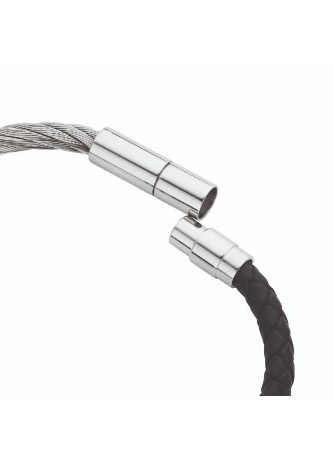 CERRUTI 1881 CERRUTI HEXA SS BLK LEATHER BRACELET  - Image 3