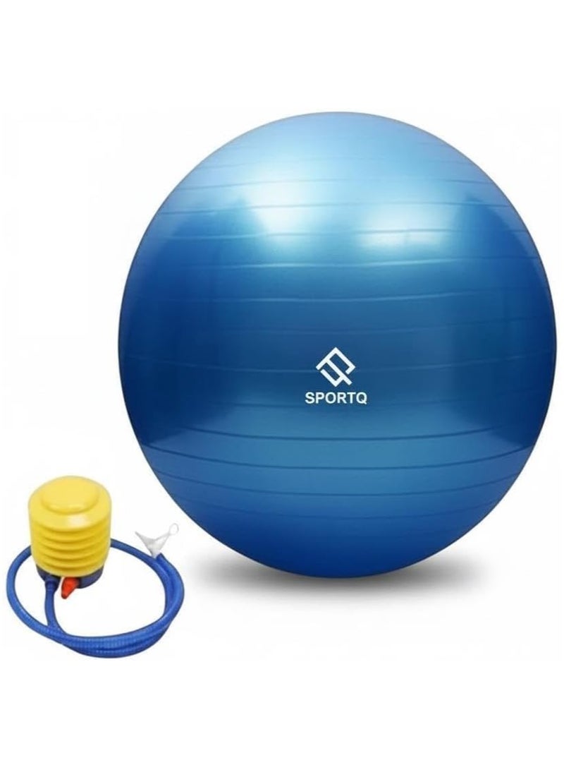 كرة يوغا وتمارين رياضية مع منفاخ – كرة لياقة متعددة الاستخدام لليوغا والبيلاتس وتمارين التوازن وتقوية العضلات من SportQ®️ كرة جيم