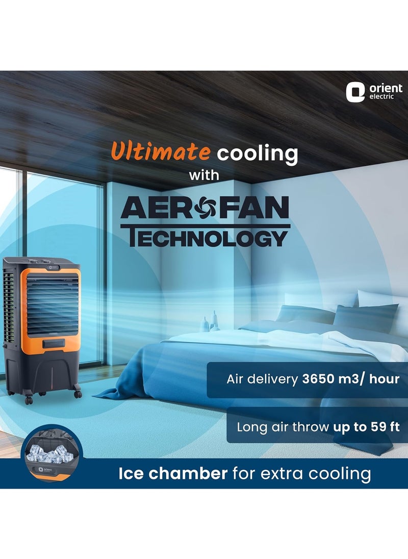 Orient Electric Orient Electric Ultimo Desert Air Cooler | Dense Nest Honeycomb Pads For Extra Cooling | Ice Chamber & High Air Delivery | Auto-Fill Feature | Inverter Compatible | Grey And Orange (50L)  - Image 2