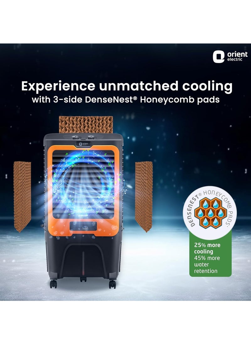 Orient Electric Orient Electric Ultimo Desert Air Cooler | Dense Nest Honeycomb Pads For Extra Cooling | Ice Chamber & High Air Delivery | Auto-Fill Feature | Inverter Compatible | Grey And Orange (50L)  - Image 4