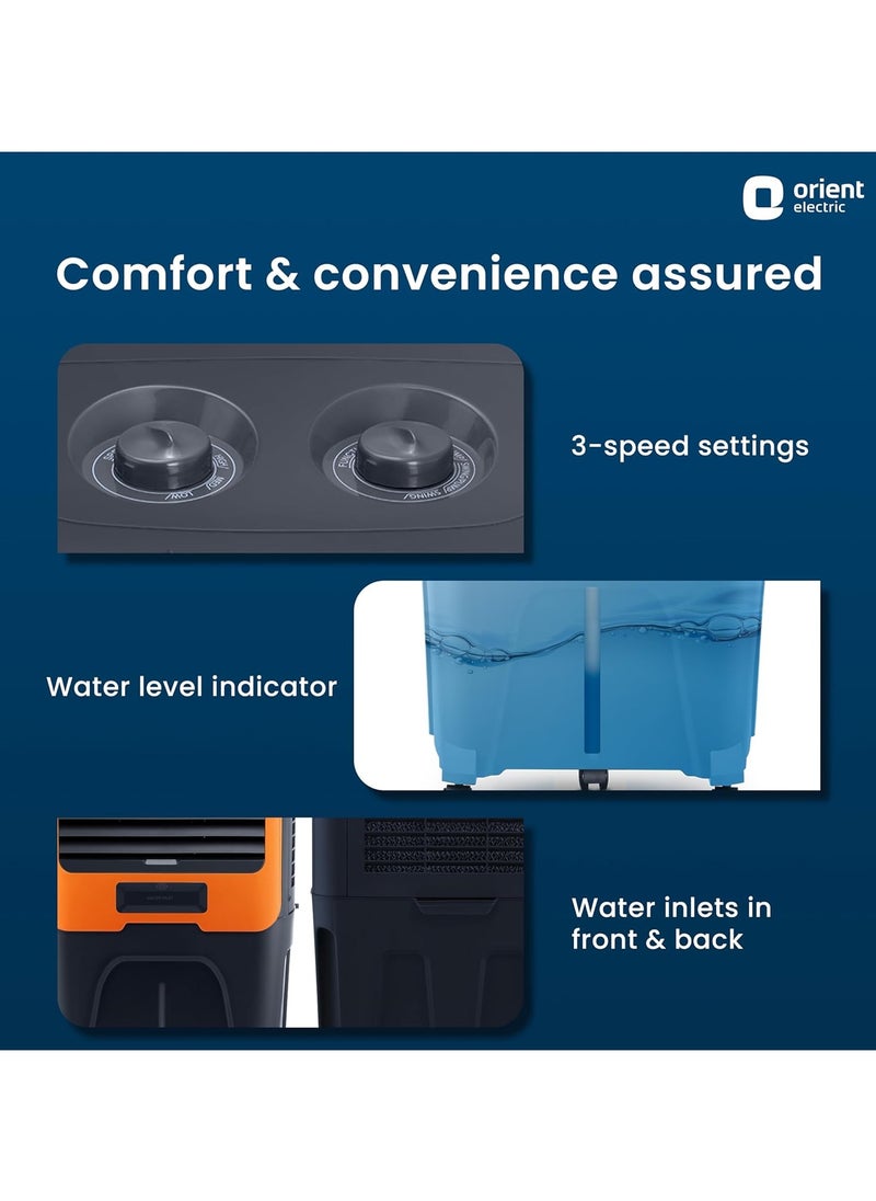 Orient Electric Orient Electric Ultimo Desert Air Cooler | Dense Nest Honeycomb Pads For Extra Cooling | Ice Chamber & High Air Delivery | Auto-Fill Feature | Inverter Compatible | Grey And Orange (50L)  - Image 5