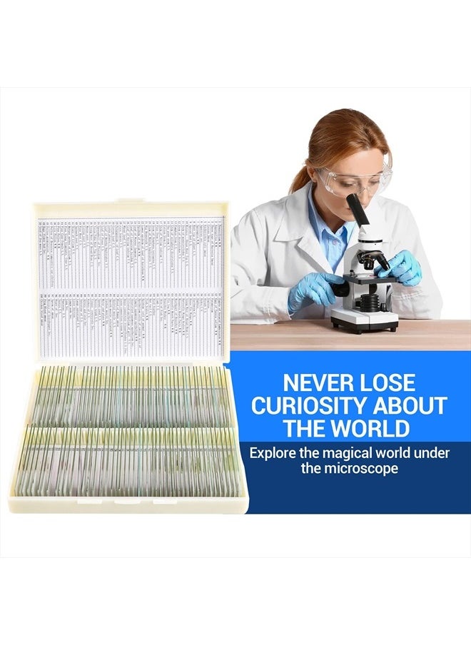 USCAMEL 100 Prepared Microscope Slides with Specimens for Kids Adults - Bacterium, Fungus, Human Tissues, Mitosis, Plants, Insects, Animals Cells Samples for Biological Science Lab, School Students  - Image 3