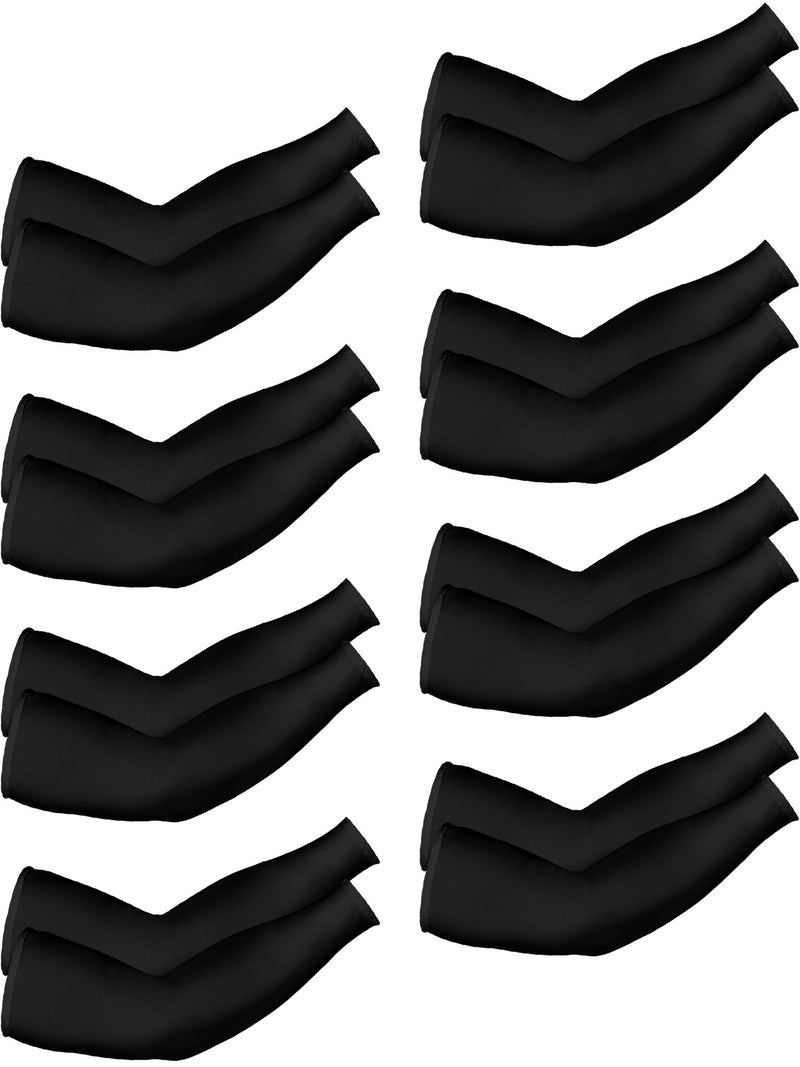 Mudder 8 Pairs Arm Sleeves for Men and Women Tattoo Cover Up Cooling Ice Silk Unisex Sports Sleeve for Basketball Golf Football Outdoor Black Ice Silk - Image 2
