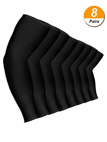 Mudder 8 Pairs Arm Sleeves for Men and Women Tattoo Cover Up Cooling Ice Silk Unisex Sports Sleeve for Basketball Golf Football Outdoor Black Ice Silk - Image 3