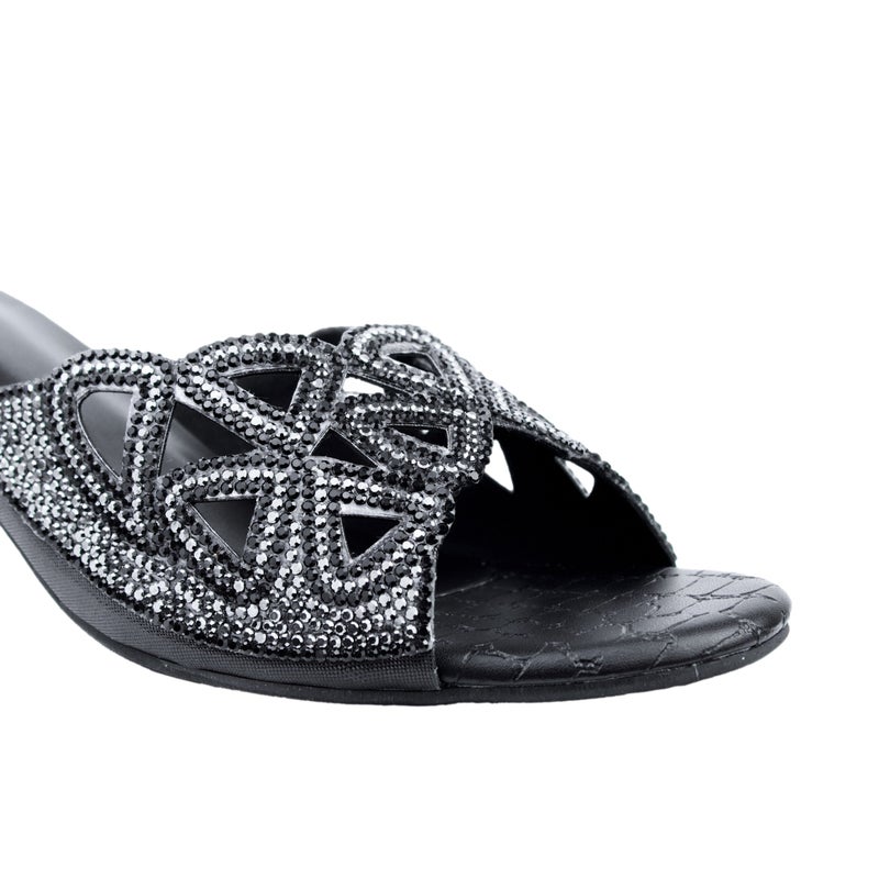 Dollar's Fashion Amina Women Heels, Synthetic Leather Block Heel Sandals, Embellished Upper Slip On Design, Dressy Party Heels for Women, Occasion Footwear - Image 2