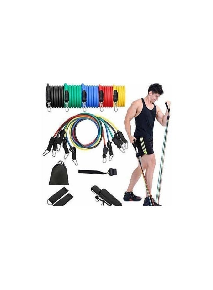 Generic Shopeleven Resistance Band Toning Tube Set of 11 – Multicolor Exercise Bands for Men & Women | Full Body Home Workout Gym Equipment | Resistance Tube with Handles, Door Anchor & Carry Bag  - Image 1