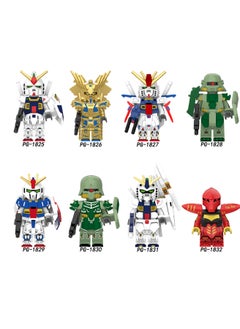8 Piece Set Of Cartoon Gundam Series Children's Educational Building Blocks Toys Suitable For Boys Gifts Bag Pack
