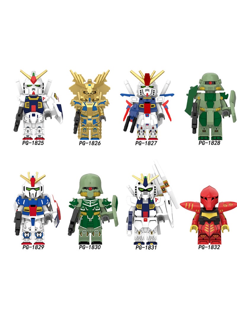 Generic - 8 Piece Set Of Cartoon Gundam Series Children's Educational Building Blocks Toys Suitable For Boys Gifts Bag Pack - Image 1