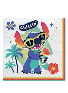 Amscan Disney Lilo & Stitch Beverage Napkin 16pcs, Party Napkins for Kids' Birthdays, Luau & Tropical Themed Celebrations 