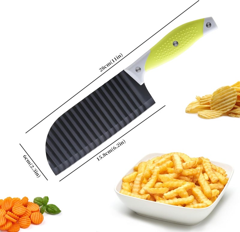 VRUIFA Crinkle Cutter for Veggies, French Fry Cutter for Potatoes, Cucumber, Carrot and Fruit, Stainless Steel Wave Fries Cutter Slicer With Non-slip Handle, Dishwasher Safe - Image 2