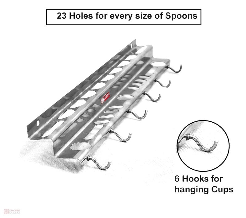 ASIAN WARE ASIAN WARE Present Cup holder Spatula stand holder stand specula Holder Cup stand Special Quality 100 Stainless Steel SPOON HOLDER CUP HOLDER WALL MOUNTED STEEL HANGER 40 Pack of 1 - Image 3