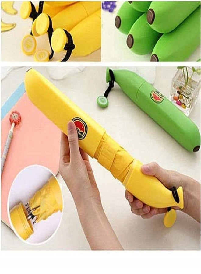 Bittern Banana-Shape Mini Folding Umbrella - Compact Travel Umbrella with UV Protection & Windproof Frame for Outdoor, Rain & Sun (Yellow) - Image 5