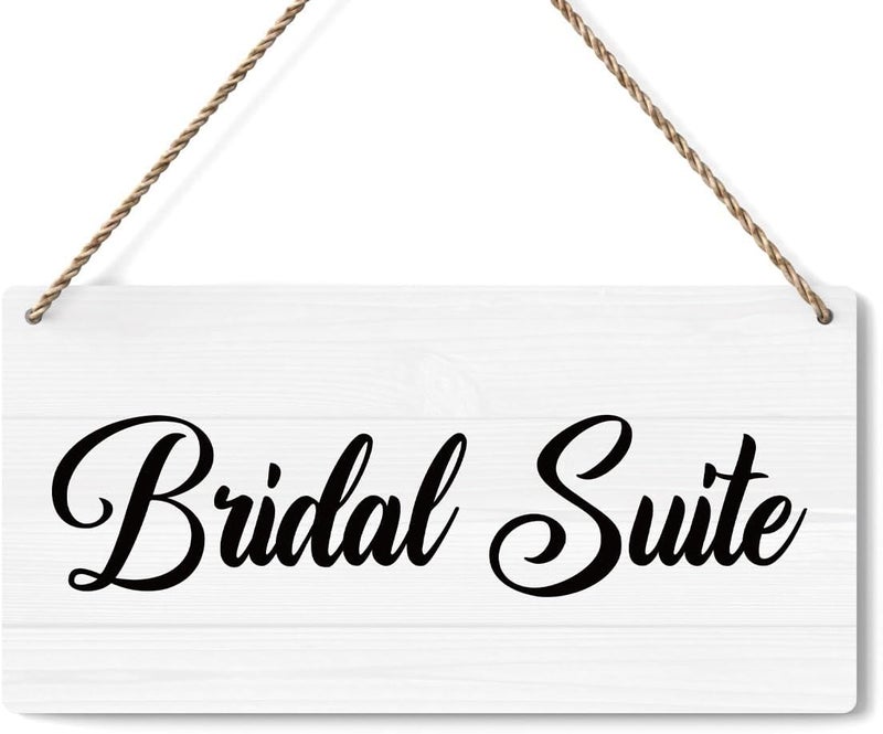 BELLOWDEER Rustic Wedding Bridal Suite Sign, Engagement Wedding Photo Props Sign, Weddings Decor Stuff Engagement Party Decorations 12x6 Inches (White) - Image 1