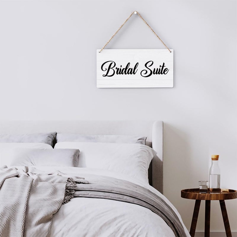 BELLOWDEER Rustic Wedding Bridal Suite Sign, Engagement Wedding Photo Props Sign, Weddings Decor Stuff Engagement Party Decorations 12x6 Inches (White) - Image 5