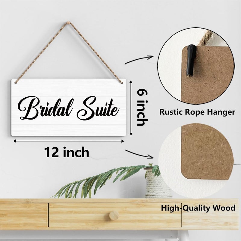 BELLOWDEER Rustic Wedding Bridal Suite Sign, Engagement Wedding Photo Props Sign, Weddings Decor Stuff Engagement Party Decorations 12x6 Inches (White) - Image 2