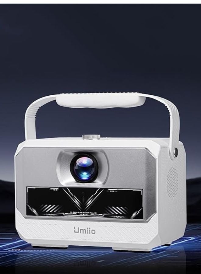 Umiio Umiio Q6 Max Smart Portable Projector – 4K HD, 200" Display, Dual Wireless Karaoke Mics, Android, WiFi & Bluetooth, Auto Keystone, HDMI/USB, Built-in Speakers – White - Image 1