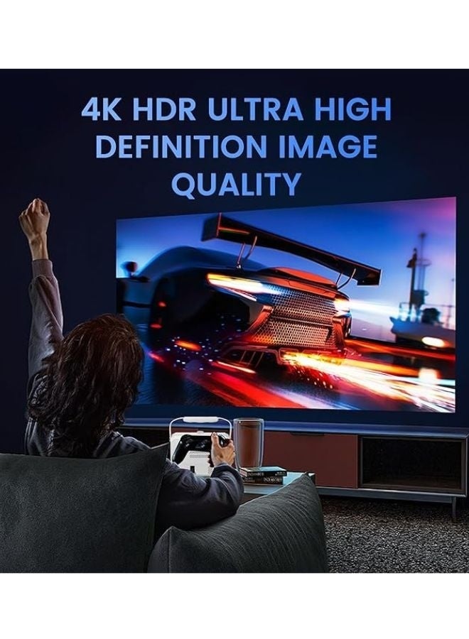 Umiio Umiio Q6 Max Smart Portable Projector – 4K HD, 200" Display, Dual Wireless Karaoke Mics, Android, WiFi & Bluetooth, Auto Keystone, HDMI/USB, Built-in Speakers – White - Image 2