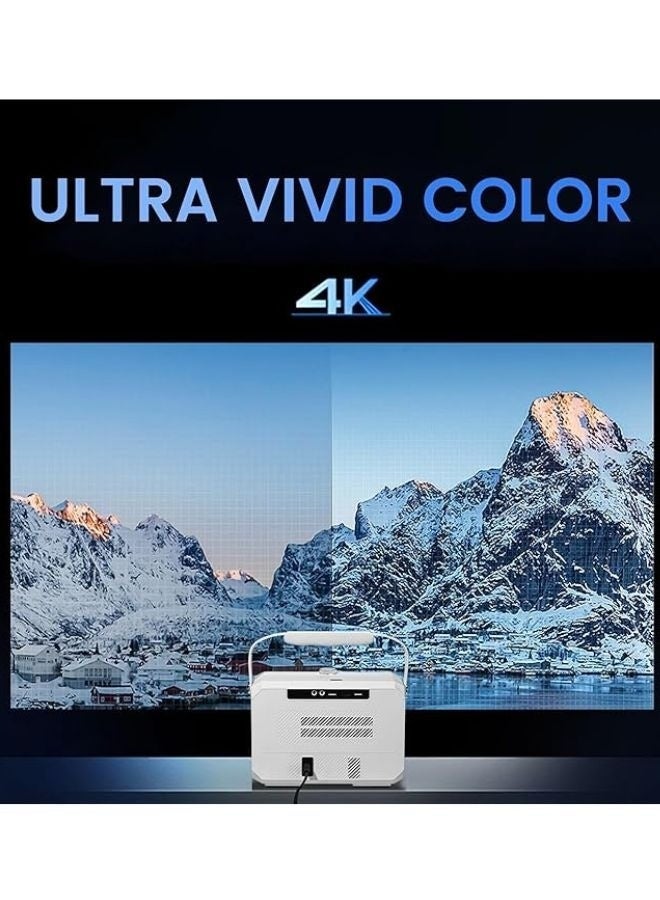 Umiio Umiio Q6 Max Smart Portable Projector – 4K HD, 200" Display, Dual Wireless Karaoke Mics, Android, WiFi & Bluetooth, Auto Keystone, HDMI/USB, Built-in Speakers – White - Image 4