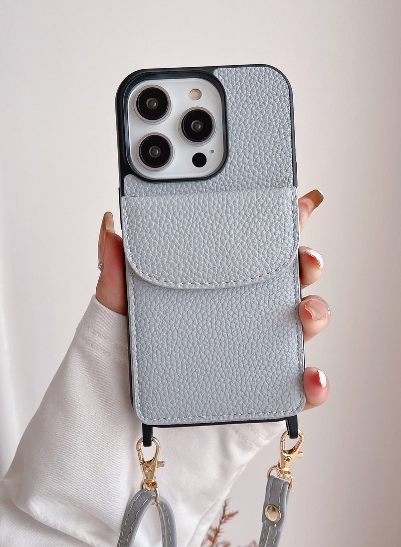 Suteni Crossbody Strap Back Cover Card Slots Leather Phone Case for iPhone