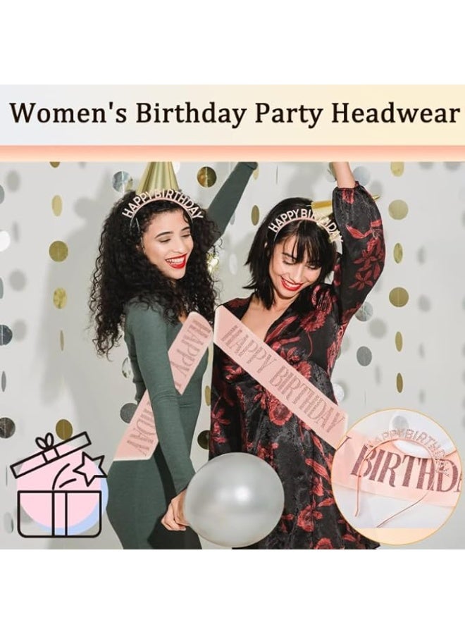 Happy Birthday Headband and Sash for Womens Birthday Party Hairband for Girls Bday Sash Head Band Bday Hair Band Supplies Happy Birth Day Tiara Birthdate Sashes Birth Date Hairbands Accessories Sashes - Image 5