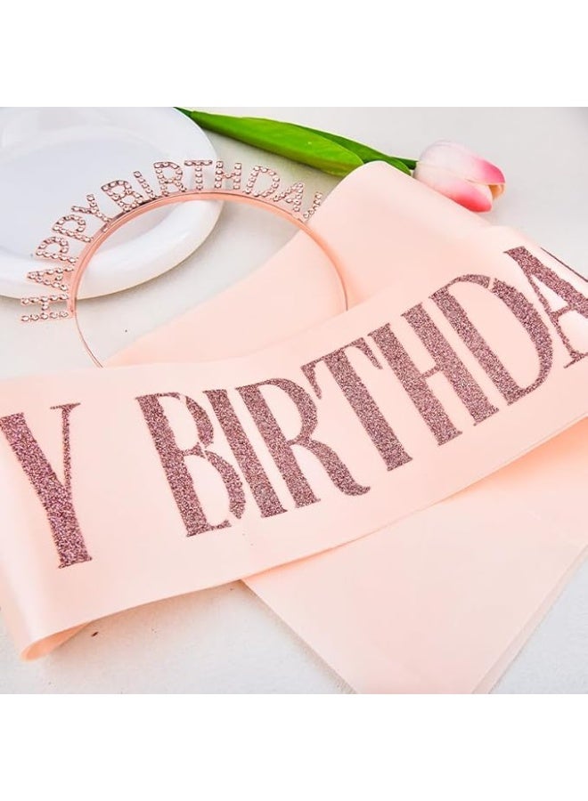 Happy Birthday Headband and Sash for Womens Birthday Party Hairband for Girls Bday Sash Head Band Bday Hair Band Supplies Happy Birth Day Tiara Birthdate Sashes Birth Date Hairbands Accessories Sashes - Image 4