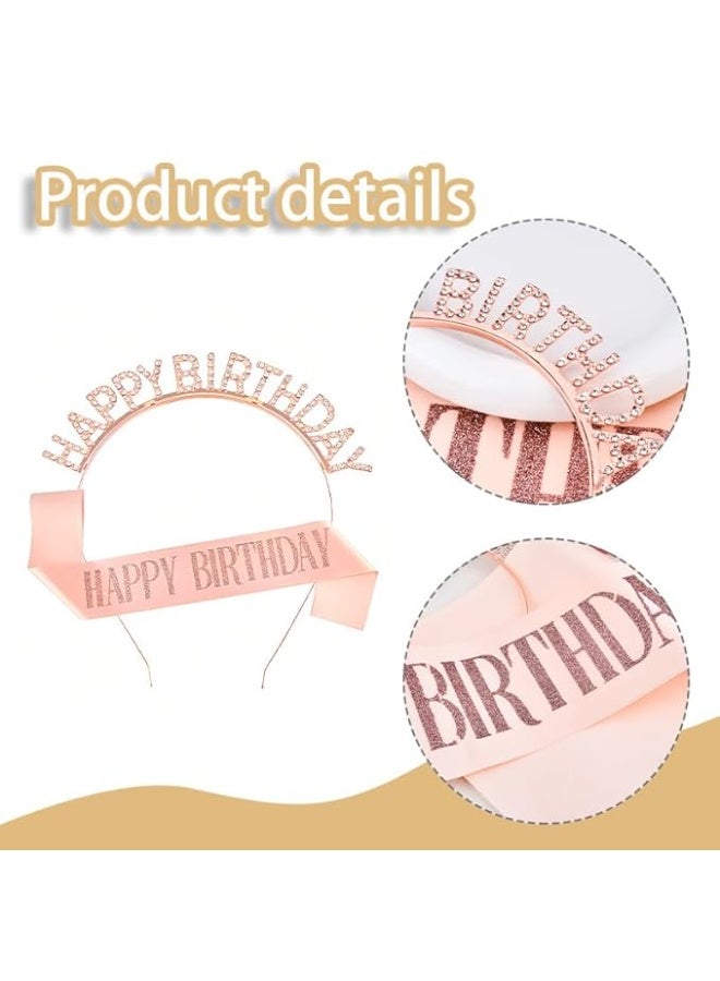 Happy Birthday Headband and Sash for Womens Birthday Party Hairband for Girls Bday Sash Head Band Bday Hair Band Supplies Happy Birth Day Tiara Birthdate Sashes Birth Date Hairbands Accessories Sashes - Image 2