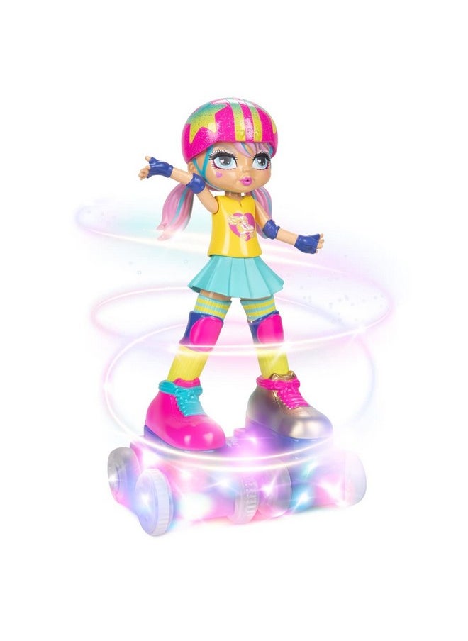 Jakks Pacific Rock N Rollerskate Doll Rainbow Riley Light Up Remote Control Rollerskating Doll Plays Music And Skates!, 10" H  - Image 1