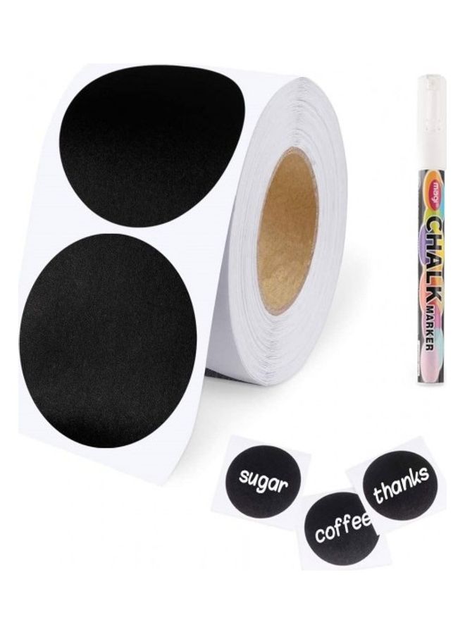 120-Piece Round Chalkboard Labels With White Marker Pantry And Storage Stickers For Jars Black - Image 2