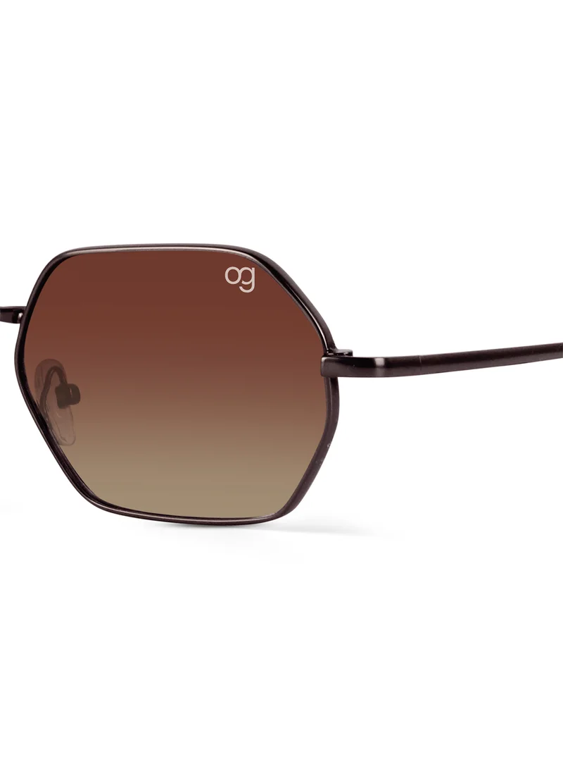 Woggles Designer Gradient Black Hexagonal Sunglasses|100% UV Protected| Men & Women