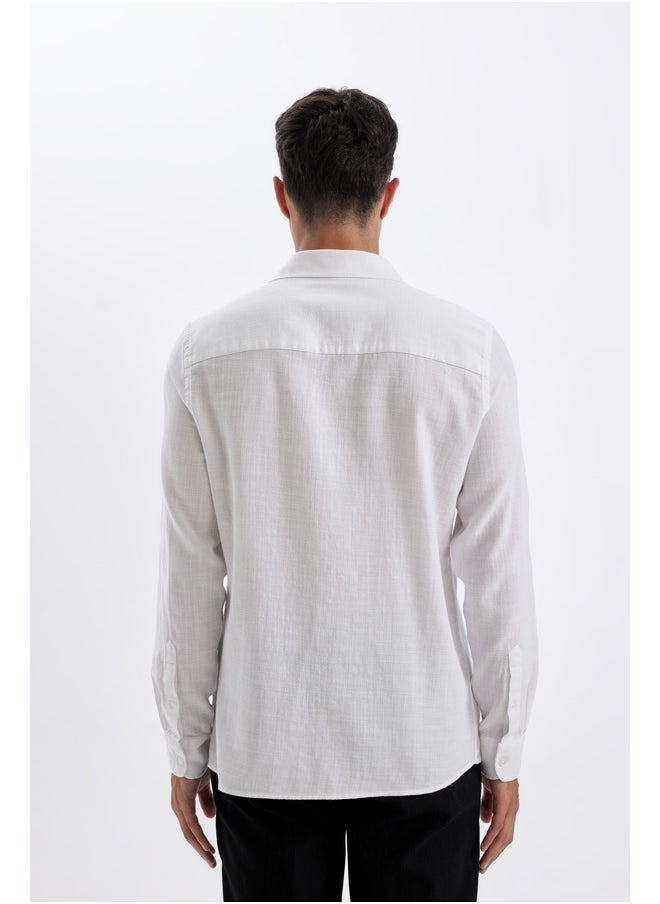 DeFacto Man Woven Modern Fit Polo Neck Long Sleeve Shirt  - Image 4