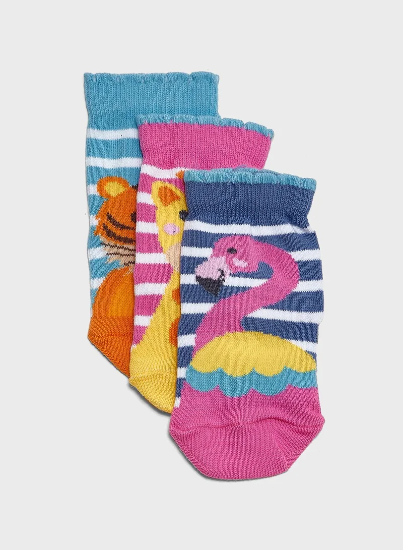 JoJo Maman Bebe Infant 3 Pack Jungle Socks