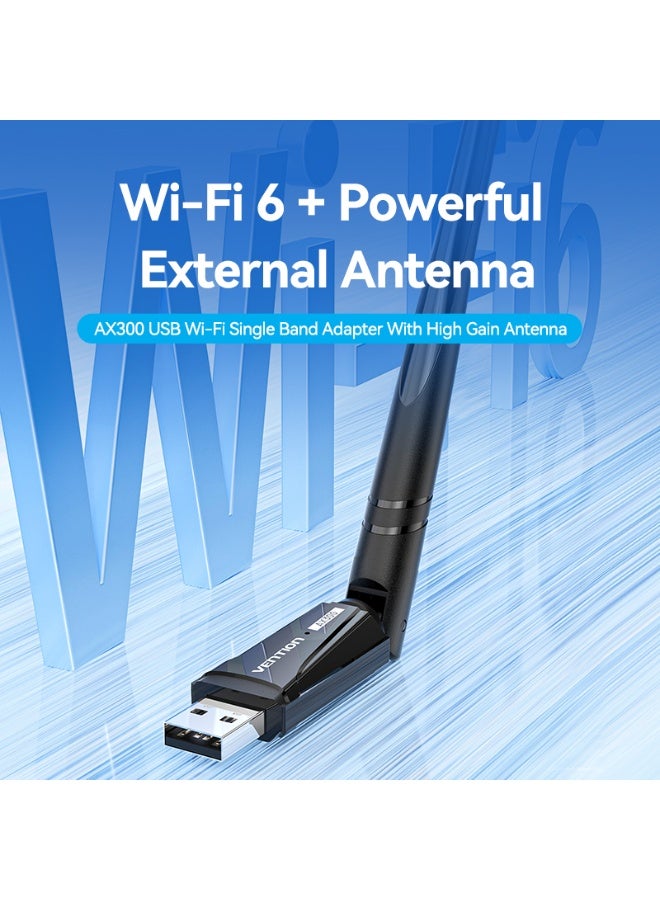 VENTION AX300 USB Wi-Fi Single Band Adapter With High Gain Antenna Black Model #KDVB0 - Image 2