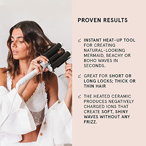 BONDIBOOST Wave Wand Hair Curling Iron Wand [32 mm], 1.25 Inch Ceramic Tourmaline Triple Extra Large Barrels + Long Lasting, Natural Looking Waves + Instant Heat Up for Fast Styling - Image 3
