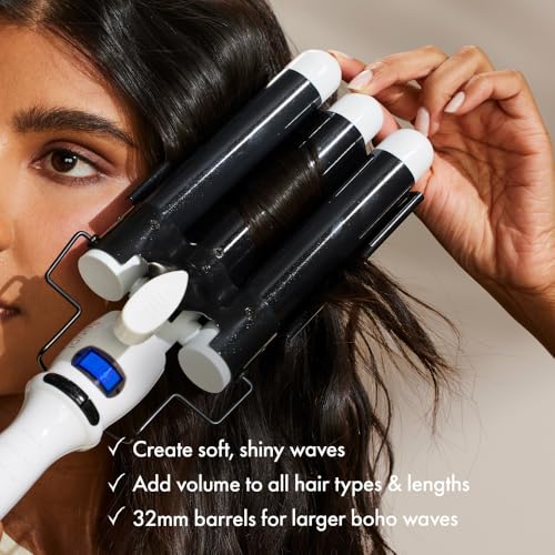 BONDIBOOST Wave Wand Hair Curling Iron Wand [32 mm], 1.25 Inch Ceramic Tourmaline Triple Extra Large Barrels + Long Lasting, Natural Looking Waves + Instant Heat Up for Fast Styling - Image 4