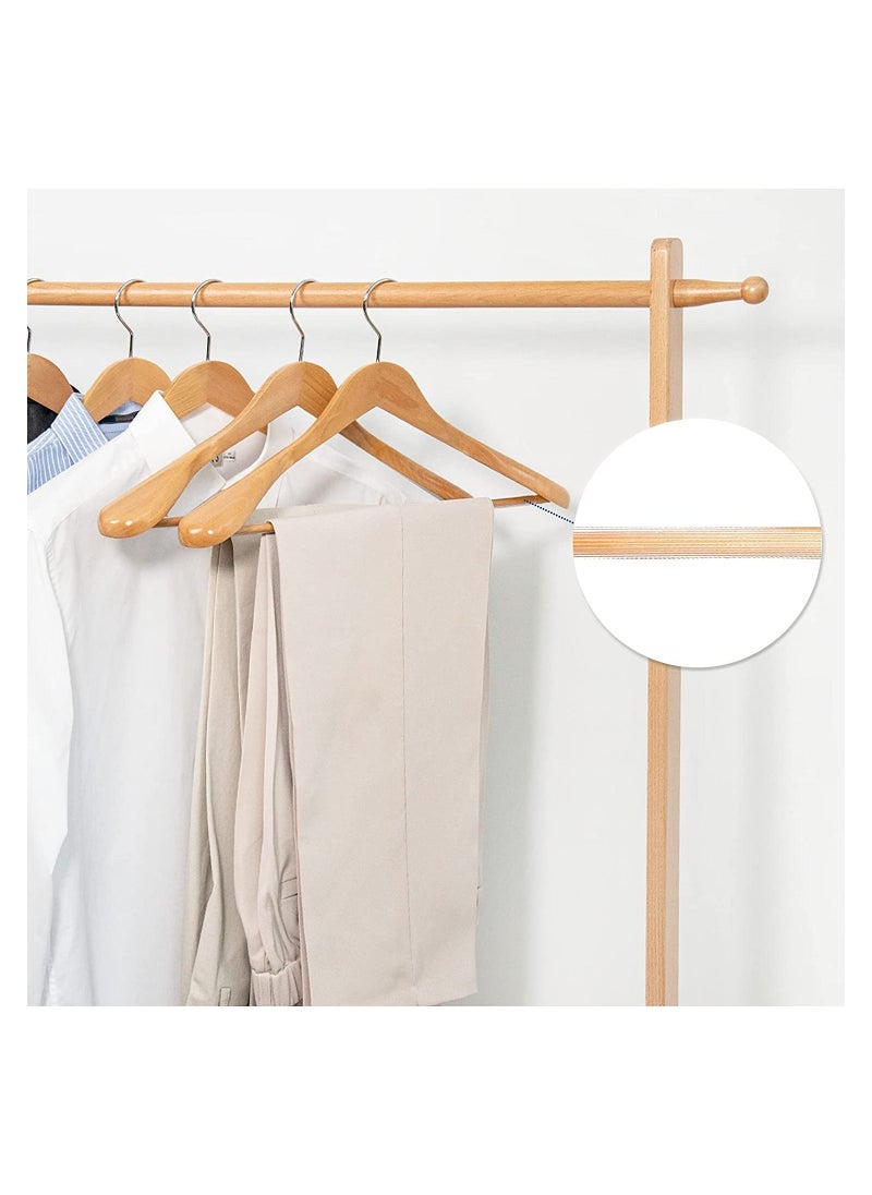 AXENTURE - 44.5cm Natural Wooden Suit Hangers with Wide Shoulder,Coat Hanger with Non Slip Pants Bar, for Jacket Trousers,Coat,360° Swivel Hook 5PCS - Image 1
