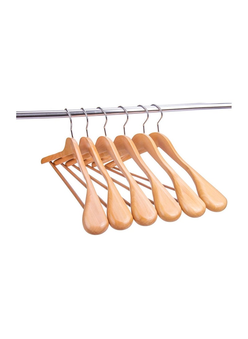 AXENTURE - 44.5cm Natural Wooden Suit Hangers with Wide Shoulder,Coat Hanger with Non Slip Pants Bar, for Jacket Trousers,Coat,360° Swivel Hook 5PCS - Image 1