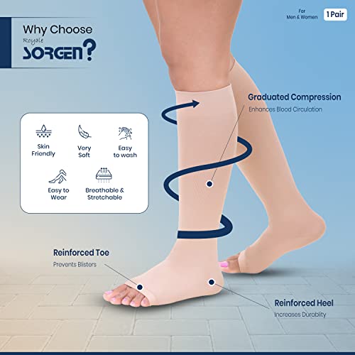 Sorgen Royale (Microfiber) Extra Soft Superior Fabric Medical Compression Stockings for Varicose Veins Class 2 Knee Length for men and women with free wearing glider (Medium) - Image 2