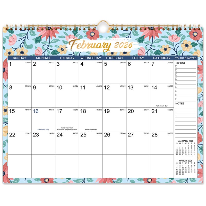 Feteulo 2026 Calendar - 2026 Wall Calendar 12 Month, 14.6" x 11.5", Calendar 2026, Large Wall Calendar 2026 from Jan. 2026 - Dec. 2026, 2026 Hanging Calendar, Twin-Wire Binding, Julian Dates - Image 1