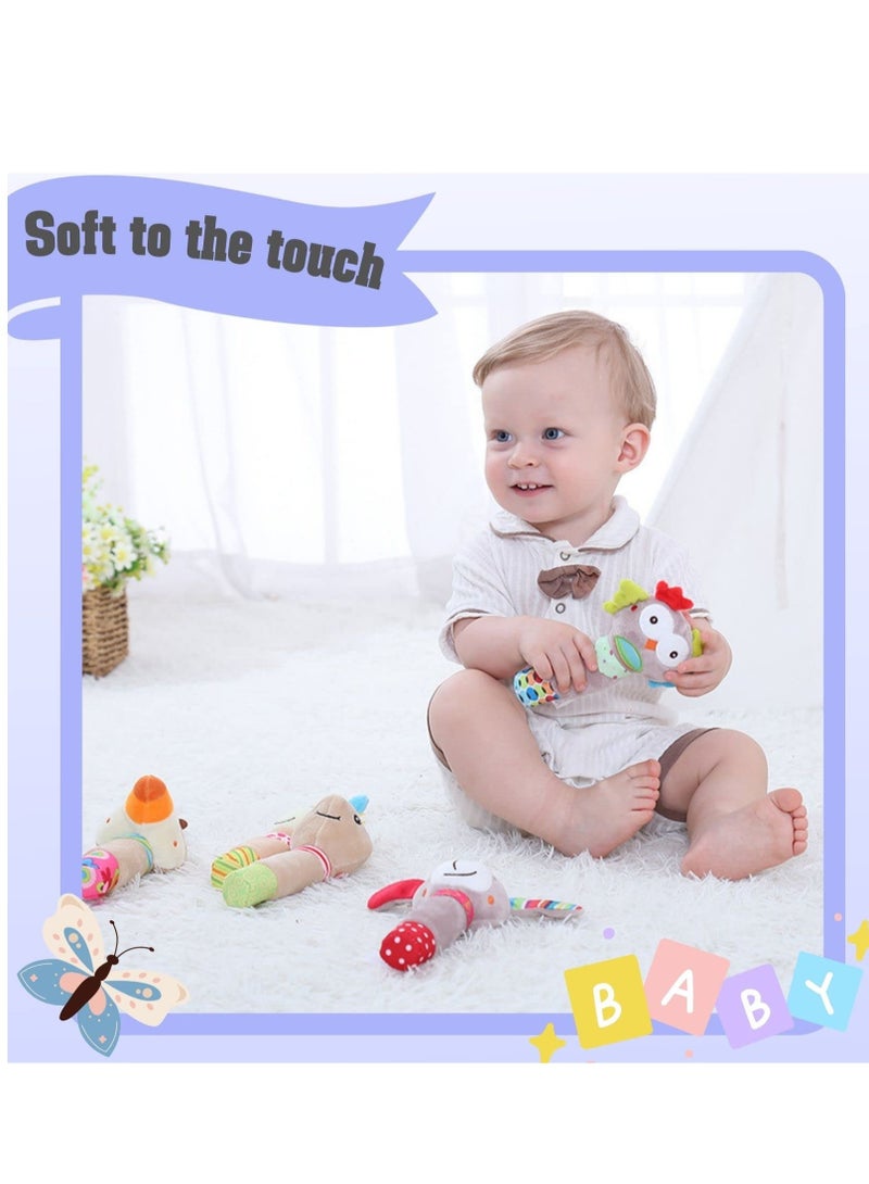 SOLARAE Baby Rattles That Stimulates the Senses, Plush Toys for Babies, Rattles for 0-6 Months Babies and Baby Rattles 6 to 12 Months, Educational Baby Rattle Toys(Owl) - Image 1