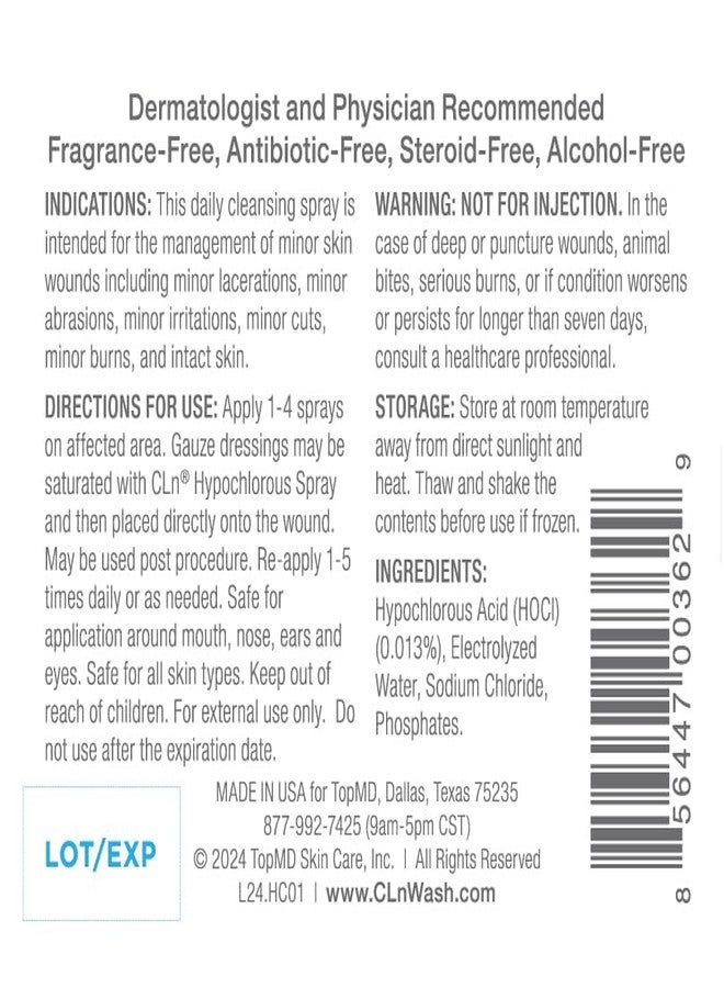 CLn® Hypochlorous Spray - Daily Cleansing Spray to Manage Minor Skin Cuts and Lacerations Without Alcohol, Antibiotics, Steroids or Fragrance, 3 fl. oz. - Image 2