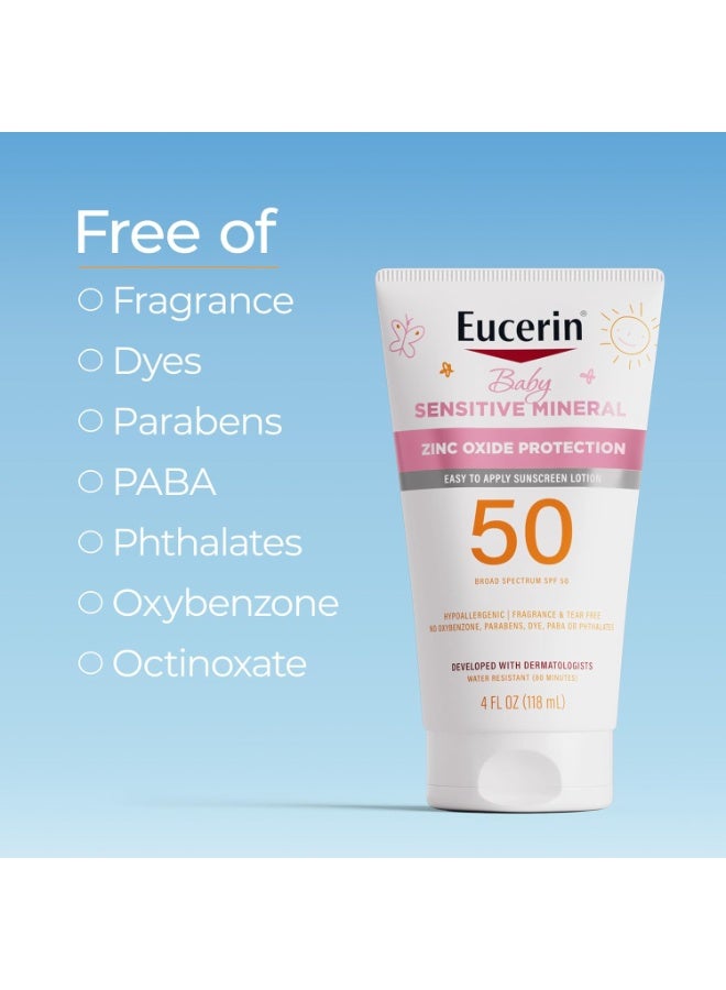 Eucerin, Baby, Sensitive Mineral Sunscreen Lotion, SPF 50, Fragrance Free, 4 fl oz (118 ml) - Image 5
