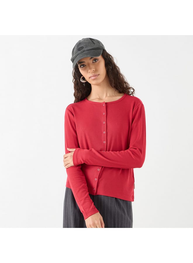 Lee Cooper Lee Cooper Ribbed Shirt with Crew Neck and Long Sleeves - Image 1