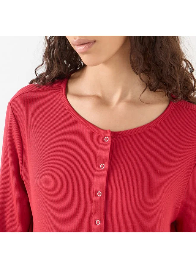Lee Cooper Lee Cooper Ribbed Shirt with Crew Neck and Long Sleeves