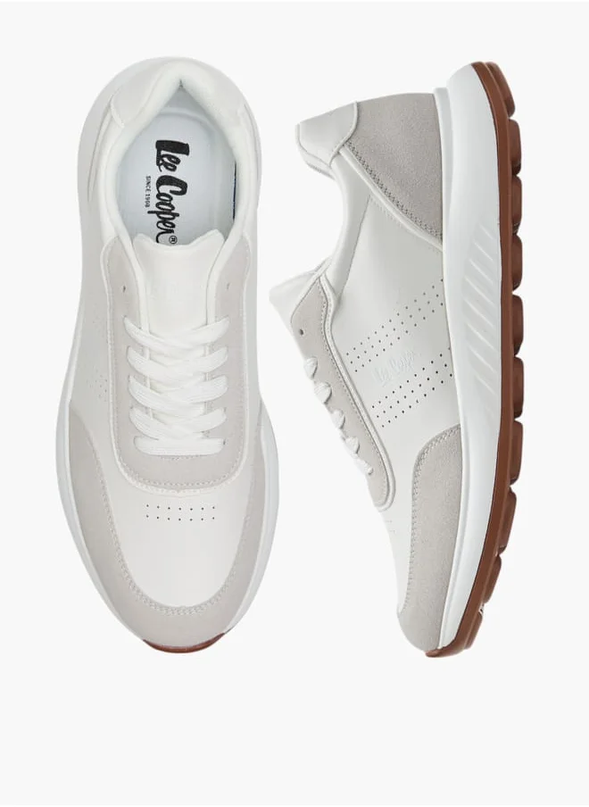 لي كوبر Men's Panelled Sneakers with Lace-Up Closure