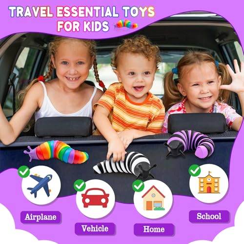 Cevioce Fidget Slug Toy 3Pcs Autism Sensory Toys for Autistic Children Toddler Airplane Car Travel Essential Toys Slug Fidget Toys for Kids & Adults Christmas Stocking Stuffers Gifts for Girls Boys - Image 3