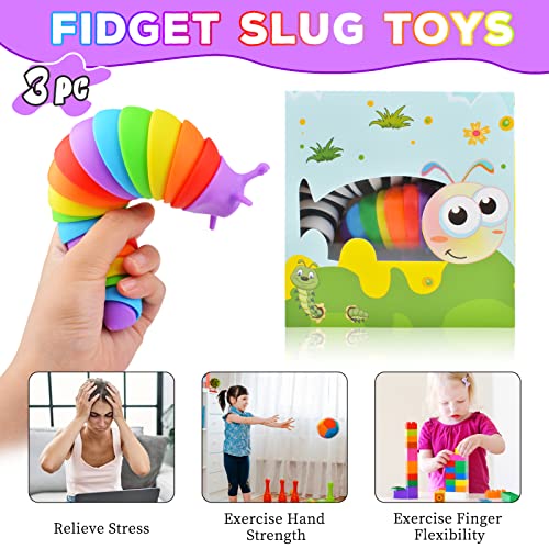 Cevioce Fidget Slug Toy 3Pcs Autism Sensory Toys for Autistic Children Toddler Airplane Car Travel Essential Toys Slug Fidget Toys for Kids & Adults Christmas Stocking Stuffers Gifts for Girls Boys - Image 5