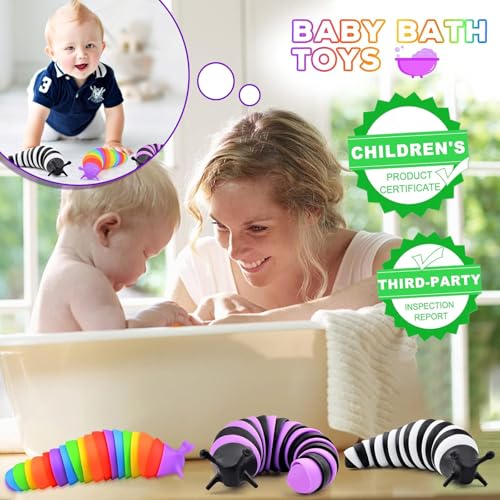 Cevioce Fidget Slug Toy 3Pcs Autism Sensory Toys for Autistic Children Toddler Airplane Car Travel Essential Toys Slug Fidget Toys for Kids & Adults Christmas Stocking Stuffers Gifts for Girls Boys - Image 2